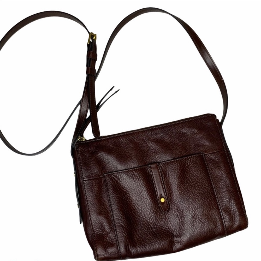 Fossil brown leather crossbody